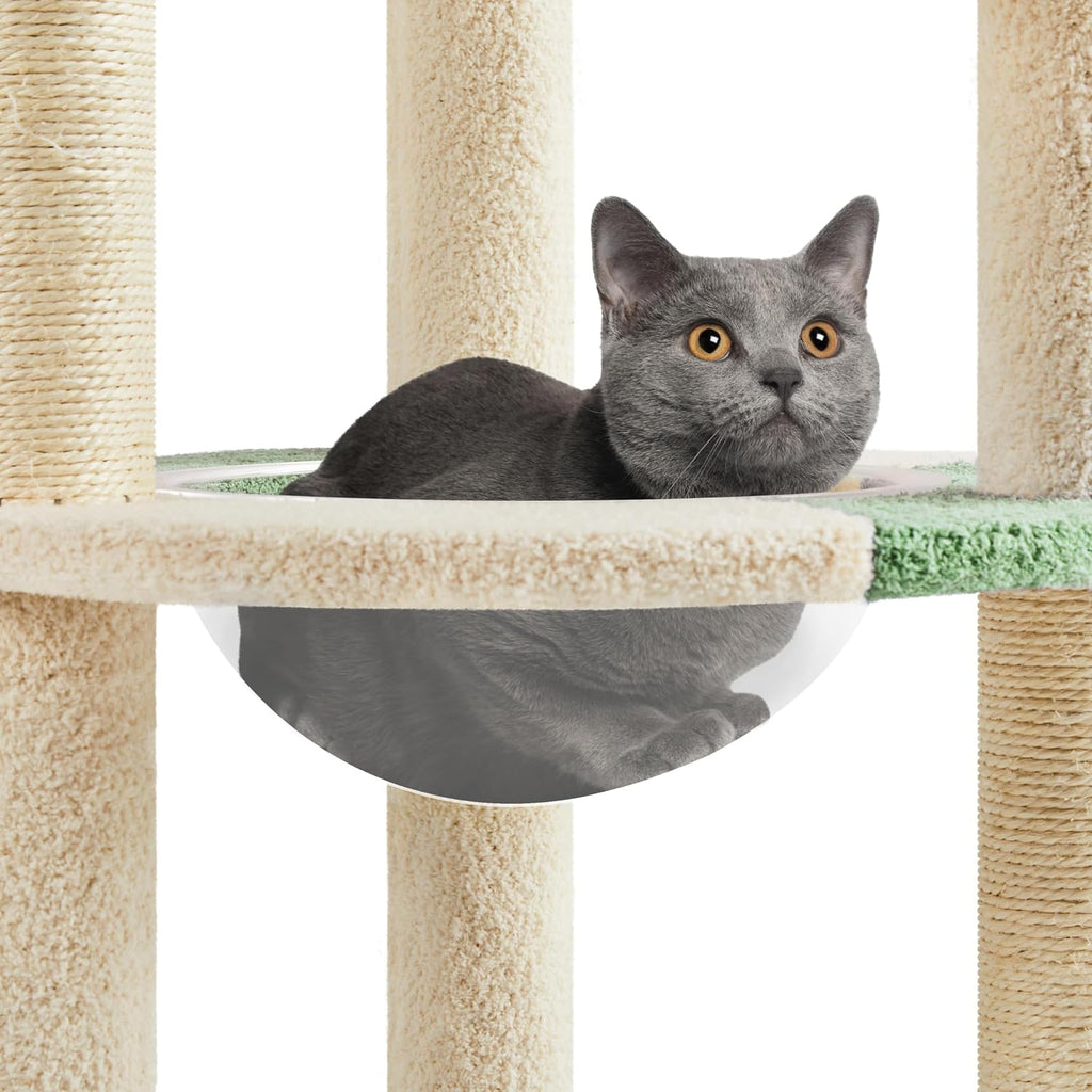 Cat Tree, 35.5in Cat Tower for Indoor Cats, Cat House with Scratching Posts & Padded Perch & Space Capsule, Cute