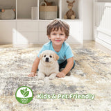 Area Rugs 9x12 Living Room: Washable Large Abstract Neutral Modern Soft Rugs Stain Resistant Indoor 
