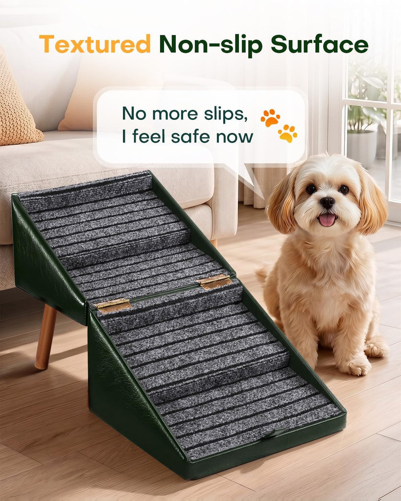 Dog Stairs for Small Dogs Foldable Dog Steps and Faux Leather Ottoman