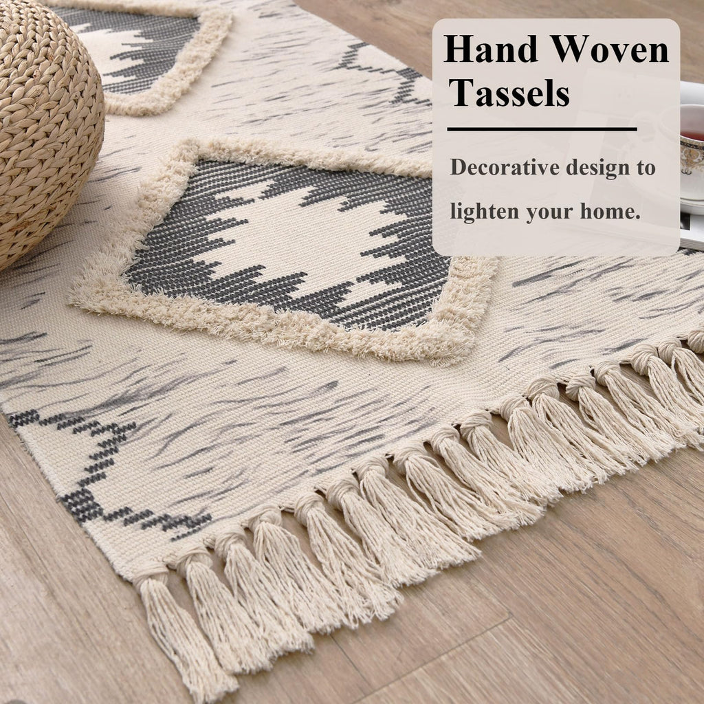Boho Runner Rug, Washable Hallway Rug Runner Non Slip Rubber Backed, Kitchen Farmhouse Area Rug Floor Mat with