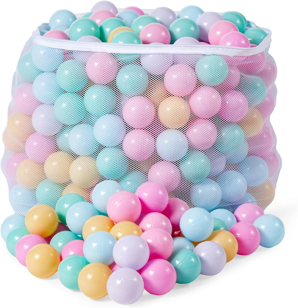 BPA-Free Ball Pit Balls with Storage Bag, Crush-Proof Plastic for Toddlers Kids 12+ Months Play, 6 Pastel Colors