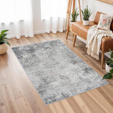 2x3 Washable Abstract Area Rug, Thin Low Pile Non-Slip Indoor Carpet Grey