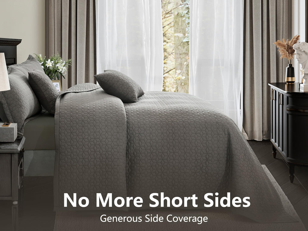Oversized King Bedspreads 128x120, Geometric Diamond, Brown