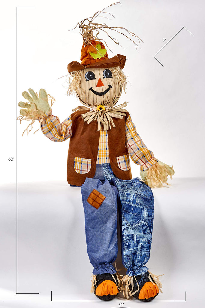 60" Life Size Harvest Sitting Scarecrow