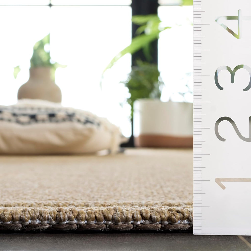 Washable Rug Outdoor Sisal All-Weather Collection - 4' x 6', Natural, Non-Shedding & Easy to Clean, Ideal , Backyard
