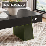 Farmhouse Coffee Table, 47 Inches Wooden Rectangular Accent Center Tables with Thick Base