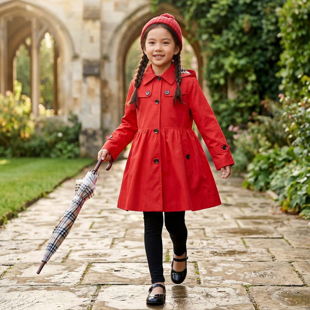 Girls Waterproof Windbreaker Jacket Lightweight Trench Coat