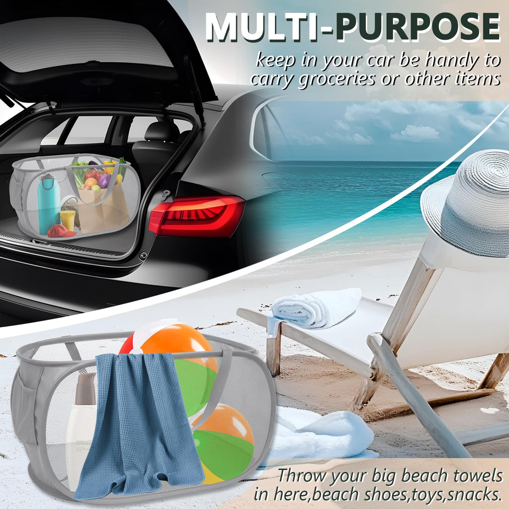 Collapsible Laundry Hamper Basket, Pop Up Mesh Foldable Bag for Laundry Room