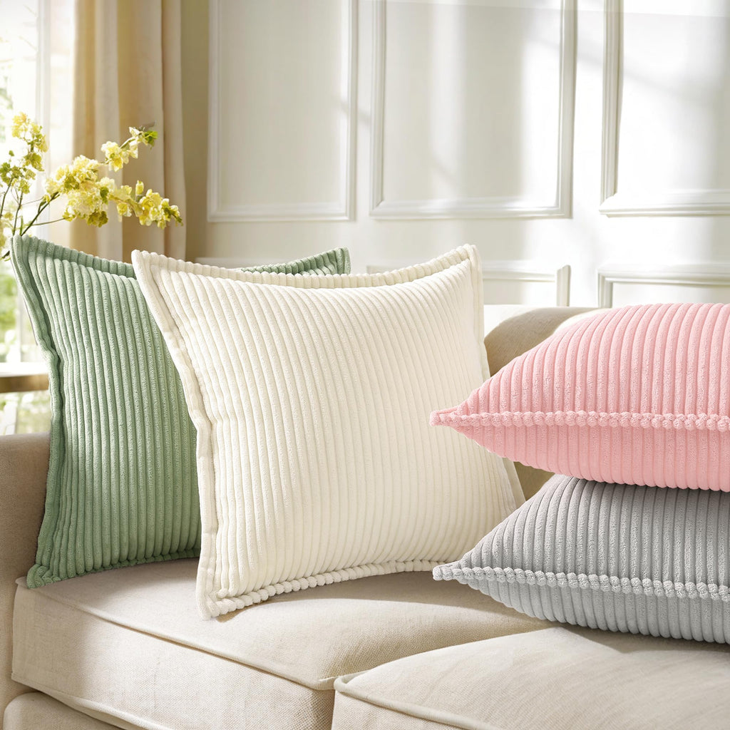 Fall Corduroy Pink Throw Pillow Covers 20x20 Set of 2