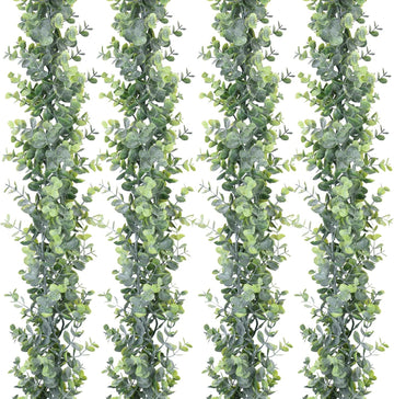Faux Eucalyptus Garland Plant, Artificial Vines Hanging Eucalyptus Leaves Greenery Garland for Wedding - Set of 4