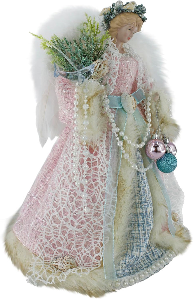 Hill 14" Pink & Blue Cloud Coastal Angel Tree Topper 514410