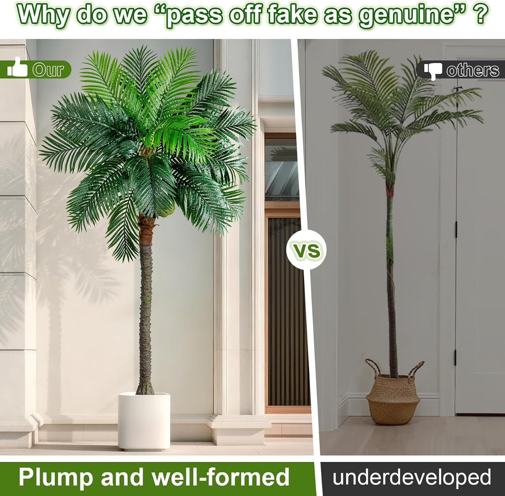 9FT Large Artificial Palm Tree Big Faux Tropical Phoenix Trees Indoor Outdoor Realistic Floor Plants Tall Fake Plant