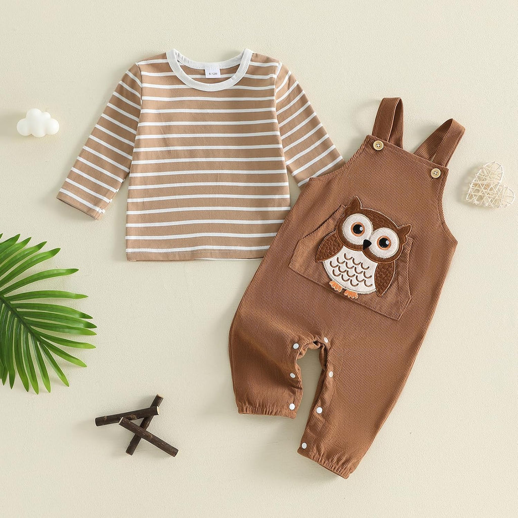 Baby Boy Fall Clothes Infant Long Sleeve T-shirt Overalls Pants Set