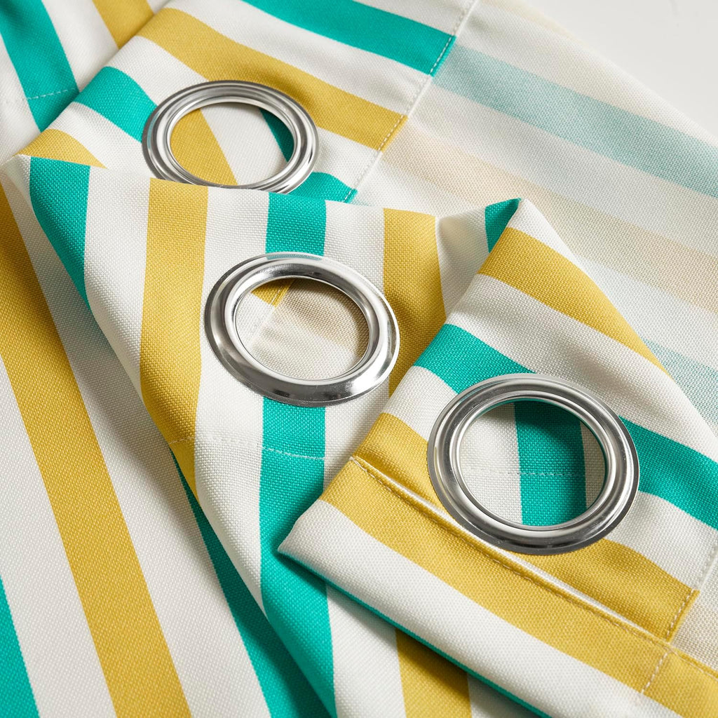 Villanova Striped Grommet Outdoor Curtains (1 Panel) - UV & Water Resistant Light Filtering 200 GSM Polyester
