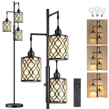 73" Dimmable Floor Lamps, Standing Lamp with Remote, Black