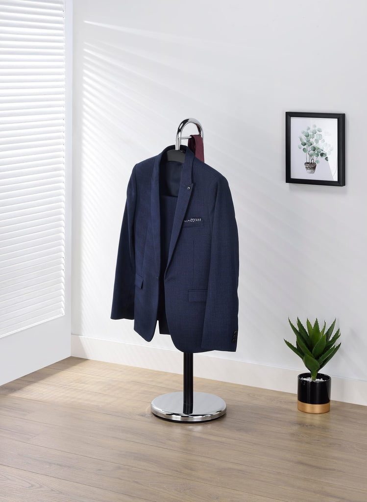 Amber Freestanding Valet Stand Coat Rack Organizer for Men and Women with Hanger, Trouser Bar, Black