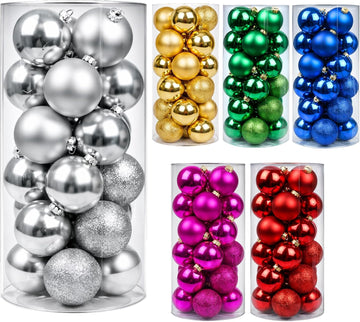 Silvery Christmas Ball - 1.18 Inch Shatterproof Christmas Tree Decoration Ornaments Hanging Ball, Holiday - Set of 24