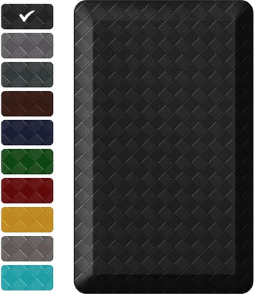 1" Thick Kitchen Mats for Floor, Water Resistant Floor Rug,Black/32" x 20" | Non-slip, Heavy Duty, Anti Fatigue