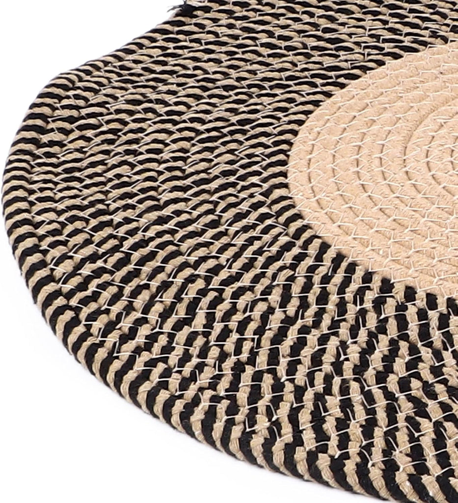 Round Jute Rug Reversible Retro Nordic Circle Carpet (45cm