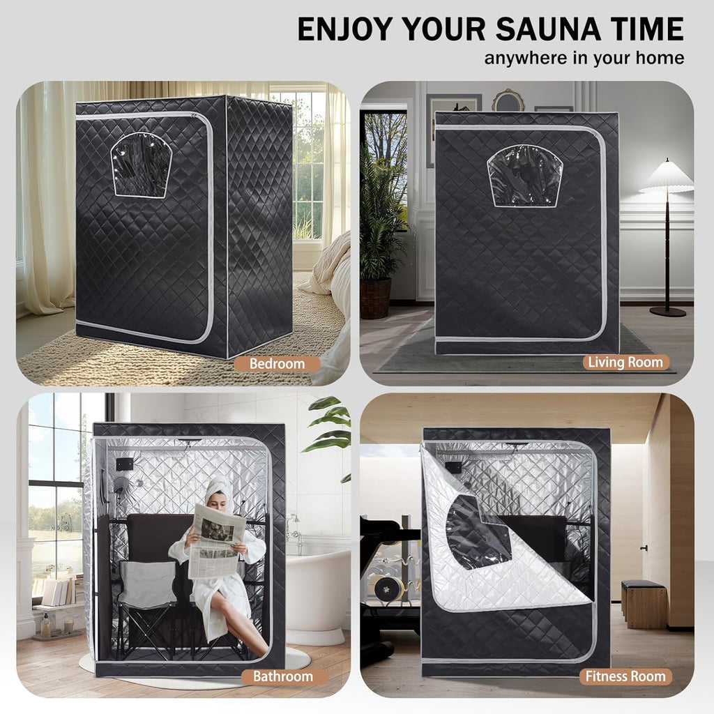Gollense Portable Infrared Sauna for Home Spa 2 Person Full Size Personal Far Infrared Sauna Box with 2 Foldable
