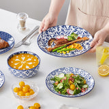 SELENE Plates and Bowls Set for 4, 12 Pieces Dinnerware Sets, Mircowave and Dishwasher Safe Dishes Set