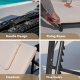 Patio Chaise Lounge Sets Outdoor Rattan Adjustable Back 3 Pieces Cushioned Patio Folding Chaise Lounge with Folding