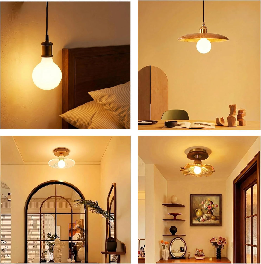 Large Globe G40 Edison Bulbs 8W 1100LM E26 Dimmable 3000K, 2 Pack