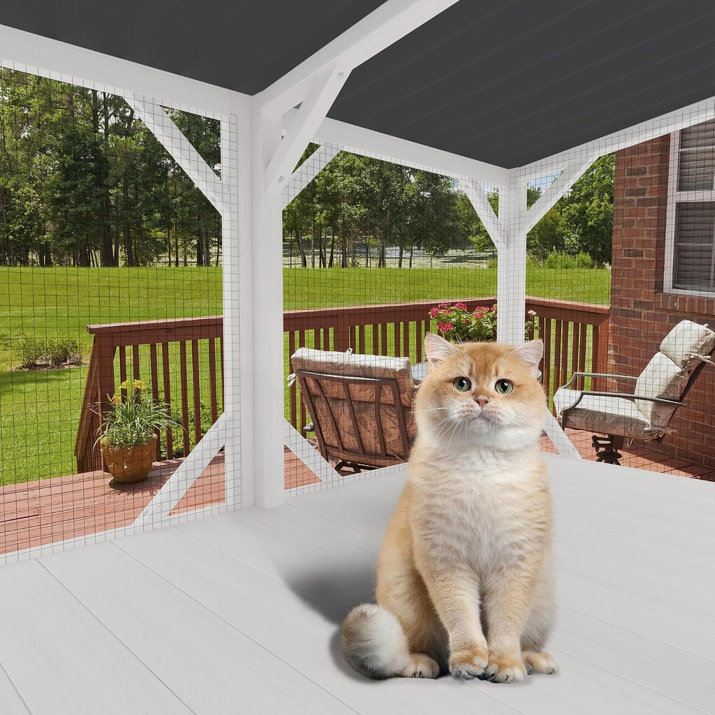 Cat Window Box Catio, 43.3" Outdoor Cat Enclosure with Removable Bug-Proof Net, All-Weather Window Perch for 1-4