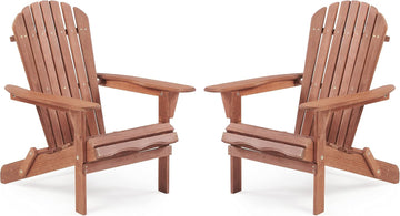 Wooden Folding Adirondack Chair Set of 2, Half Pre-Assembled Outdoor Wood Patio Lounge Chair for Lawn Backyard Deck