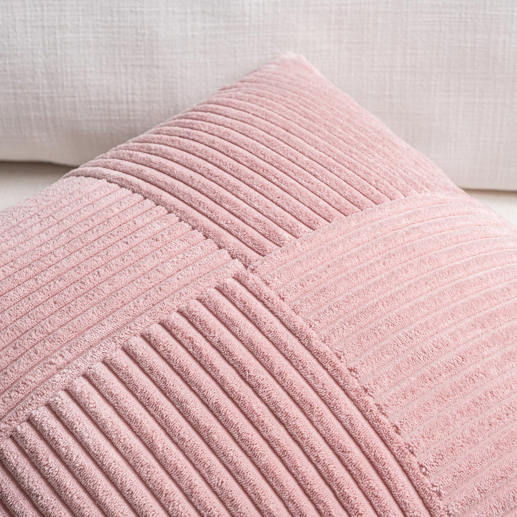 2 Packs Blush Pink Euro Decorative Throw Pillow Covers 26x26 Inch for Couch Bed Bedroom, Farmhouse Boho Home Decor