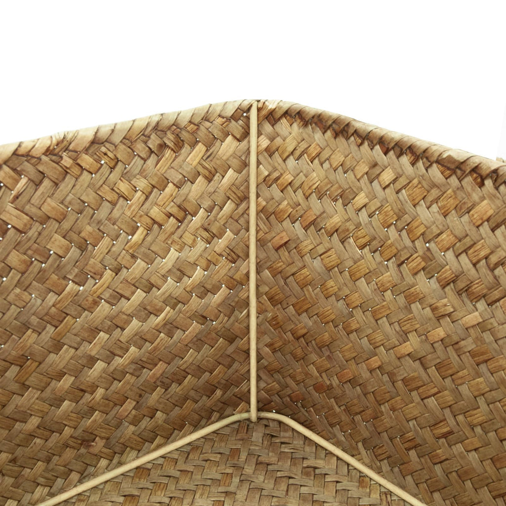 Shelf Storage Baskets with Lid, 2-Pack Wicker Storage Bakset, Woven Seagrass Decorative Boxes Storage Basket, Coffee