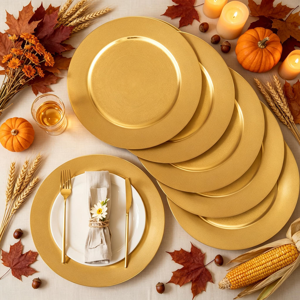 50 Gold Charger Plates Bulk for Wedding Receptions 13"