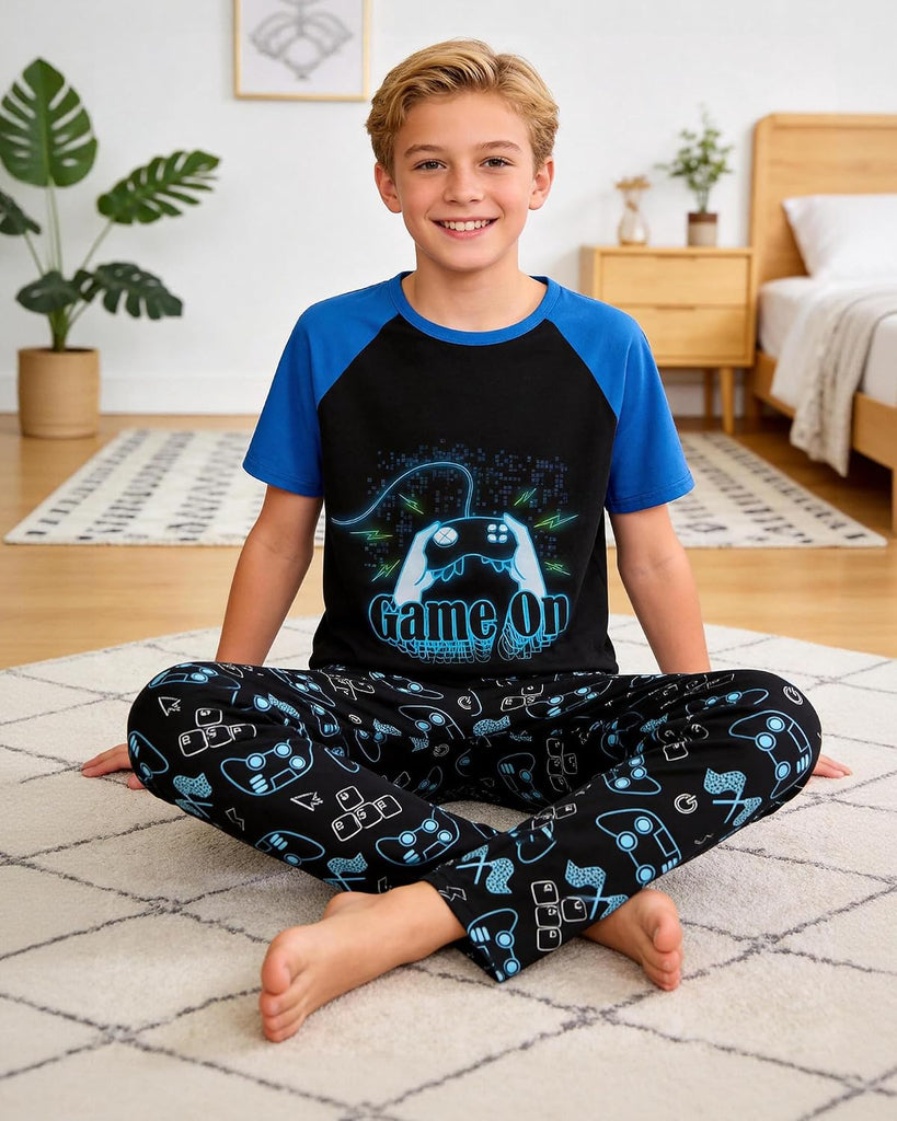 Boys Pajamas Little Big Boys Pajamas Short Sleeves and Pants 2 Pieces Summer Pjs Set Kids Boy Sleepwear