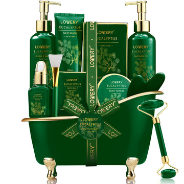Birthday Gifts for Women & Men Who Have Everything, Eucalyptus Spa Gift Baskets for Women, Mom, 16pc Bath Gift Set