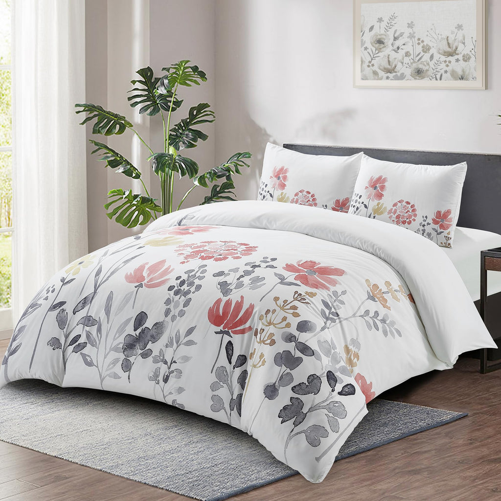 Style Quarters 3pcs Microfibre Duvet Cover Set Summer Floral Duvet Cover Include 1 Duvet Cover