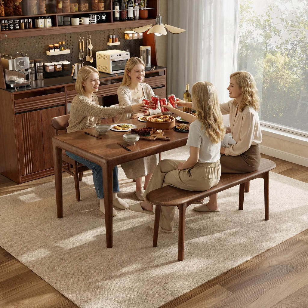 39" Solid Wood Small Dining Bench, Entryway Bench, Walnut