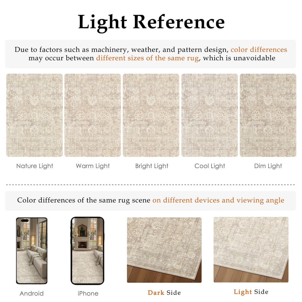 2x6 Beige Washable Runner Rug Vintage Distressed