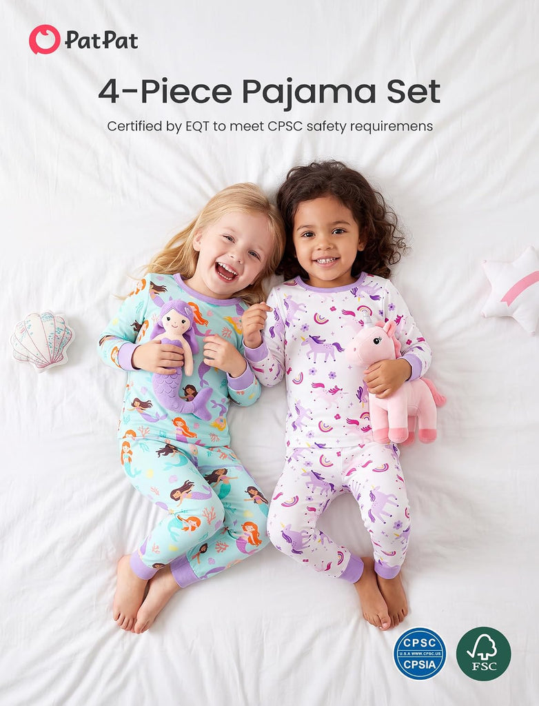 Bamboo Viscose Toddler Pajama Sets, piece PJs for Baby Girls Boys