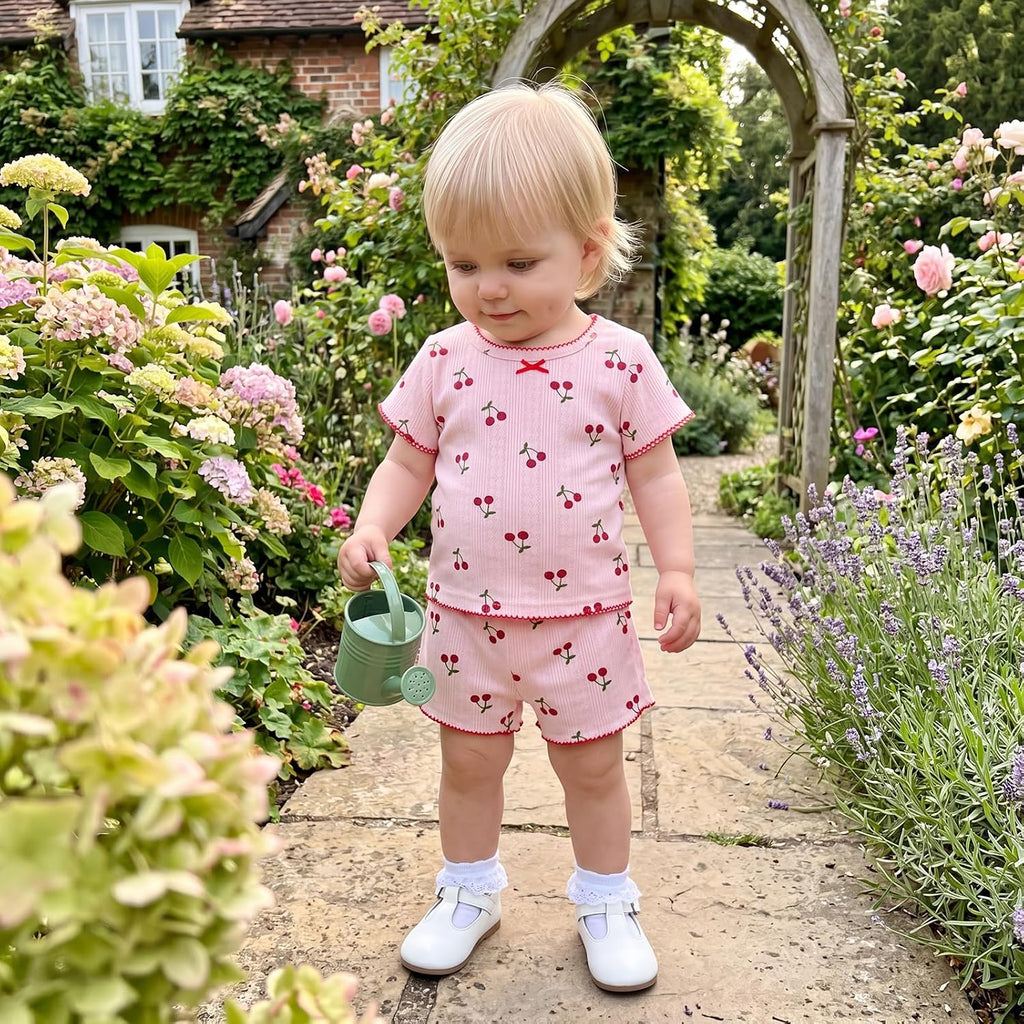 Toddler Baby Girl Pajamas Set Summer Floral Short Sleeve Cotton Shirt Top Shorts 2pcs Pjs Sets Sleepwear Loungewear