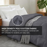 Luxury Goose Feather Down Fiber Comforter Queen, 300TC Grey Cotton Blended Duvet Insert