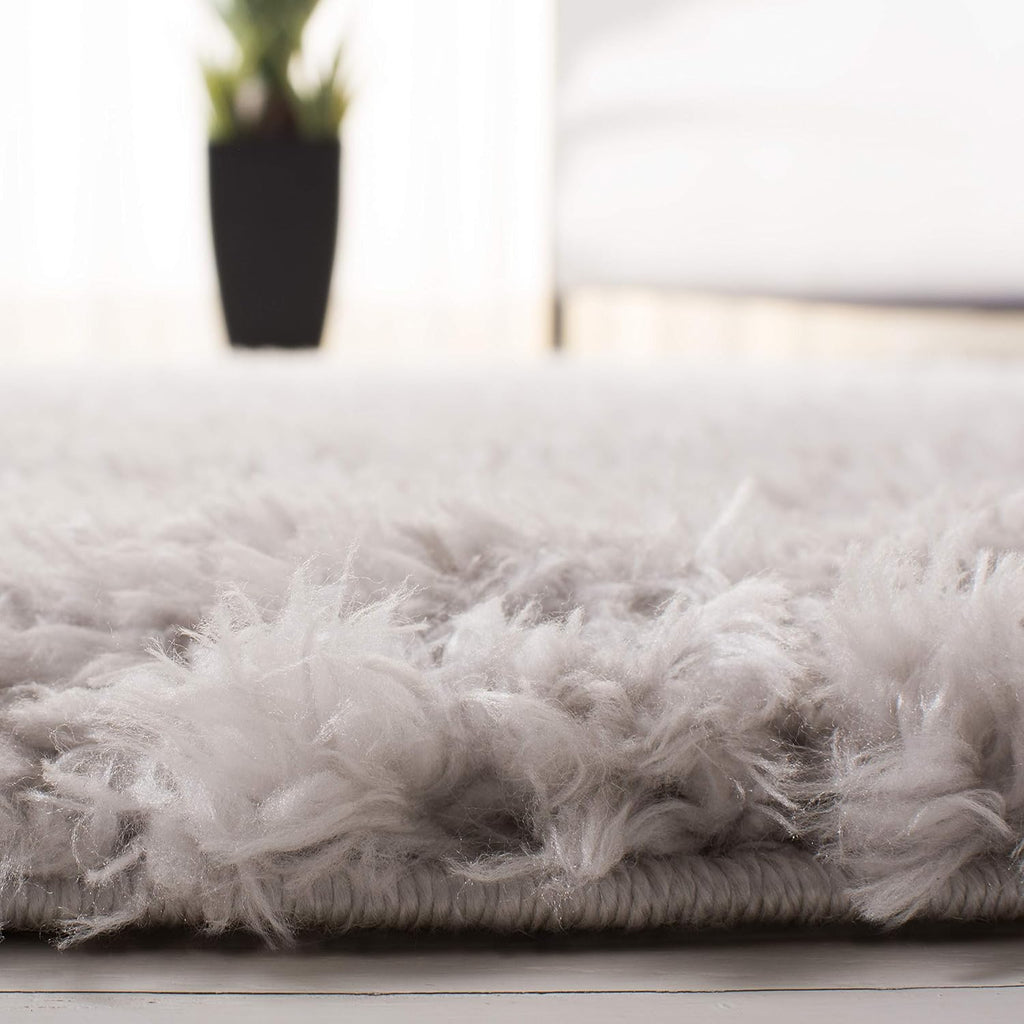 Madrid Shag Collection Area Rug - 3' Square, Silver, Solid Design, Non-Shedding & Easy Care, 1.6-inch Thick Ideal for