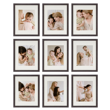 9 Piece Gallery Wall Frame Set, 11x14 Inch, Dark Oak