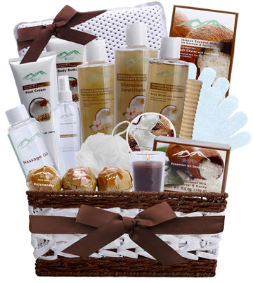 Hibiscus & Coconut Milk Bath & Body Spa Gift Basket for Women. Moisturizing Relaxation Bath Basket Filled with Loads