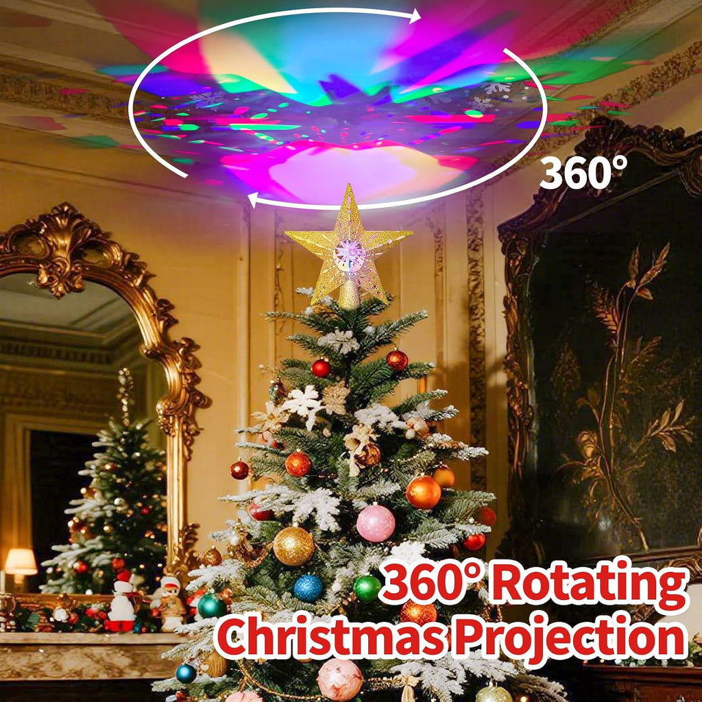 12.2 Inch Bethlehem Star Tree Topper Projector, RGB Rotating Lights