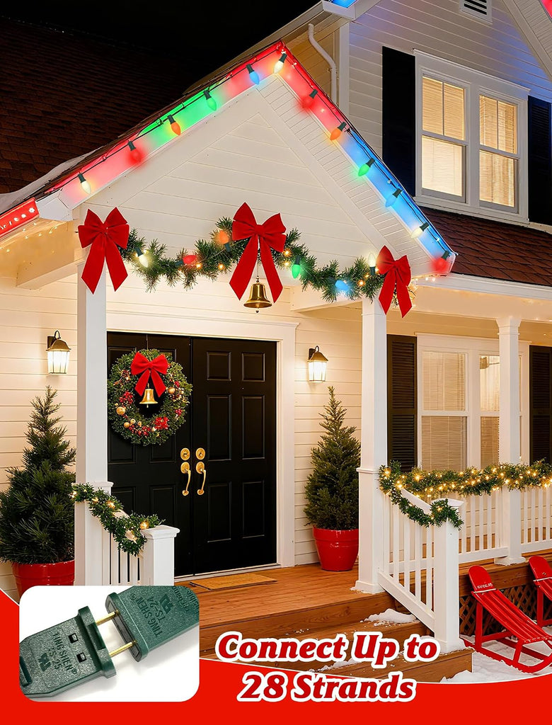 C7 LED Christmas Lights Outdoor,25FT Multicolor C7 Christmas Lights Indoor with 27 0.6w Bulb Fit E12 Base,Xmas Light