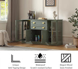 58.27'' Buffet Cabinet with 2 Drawers,LED and Adjustable Shelves,Large Glass Door Coffee Bar Cabinet with