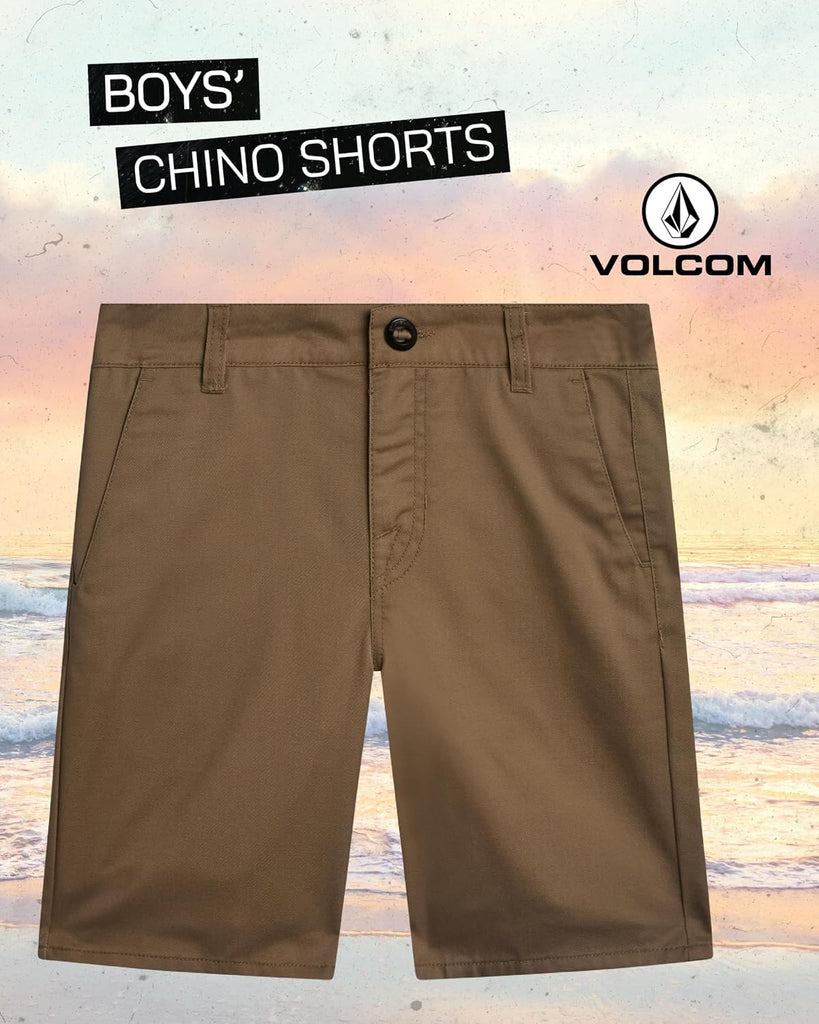 Boys Chino Shorts School Uniform Shorts for Boys with Button Closure