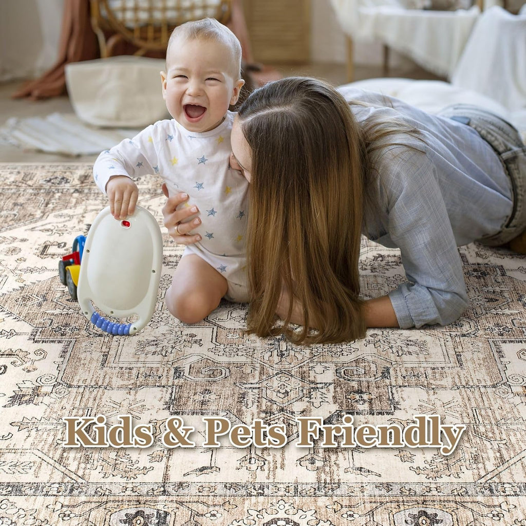 Area Rug 10x14 Washable Vintage - Soft Traditional Rug