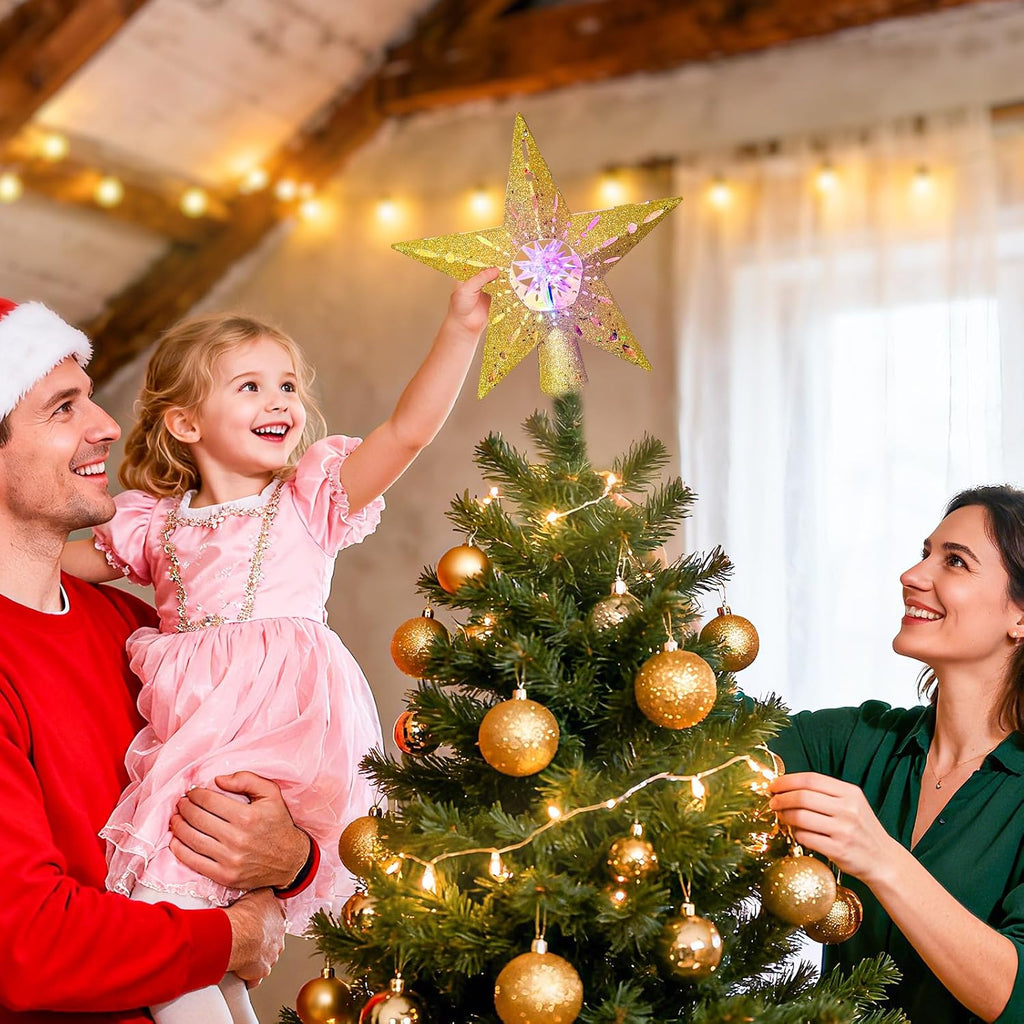 12.2 Inch Bethlehem Star Tree Topper Projector, RGB Rotating Lights