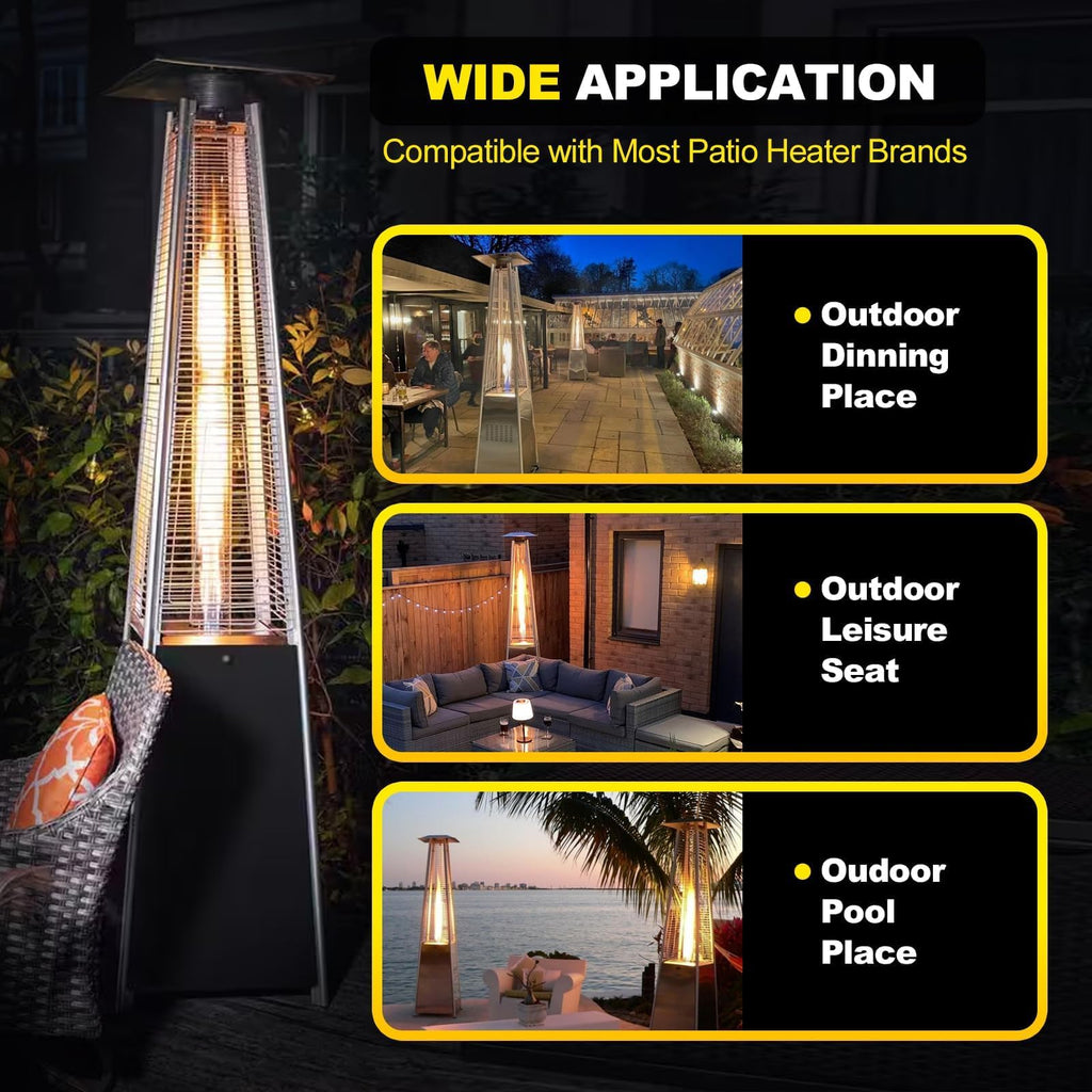 Patio Heater Glass Tube Replacement 49.5′′ Tall 4′′ Diameter with Rubber Ring